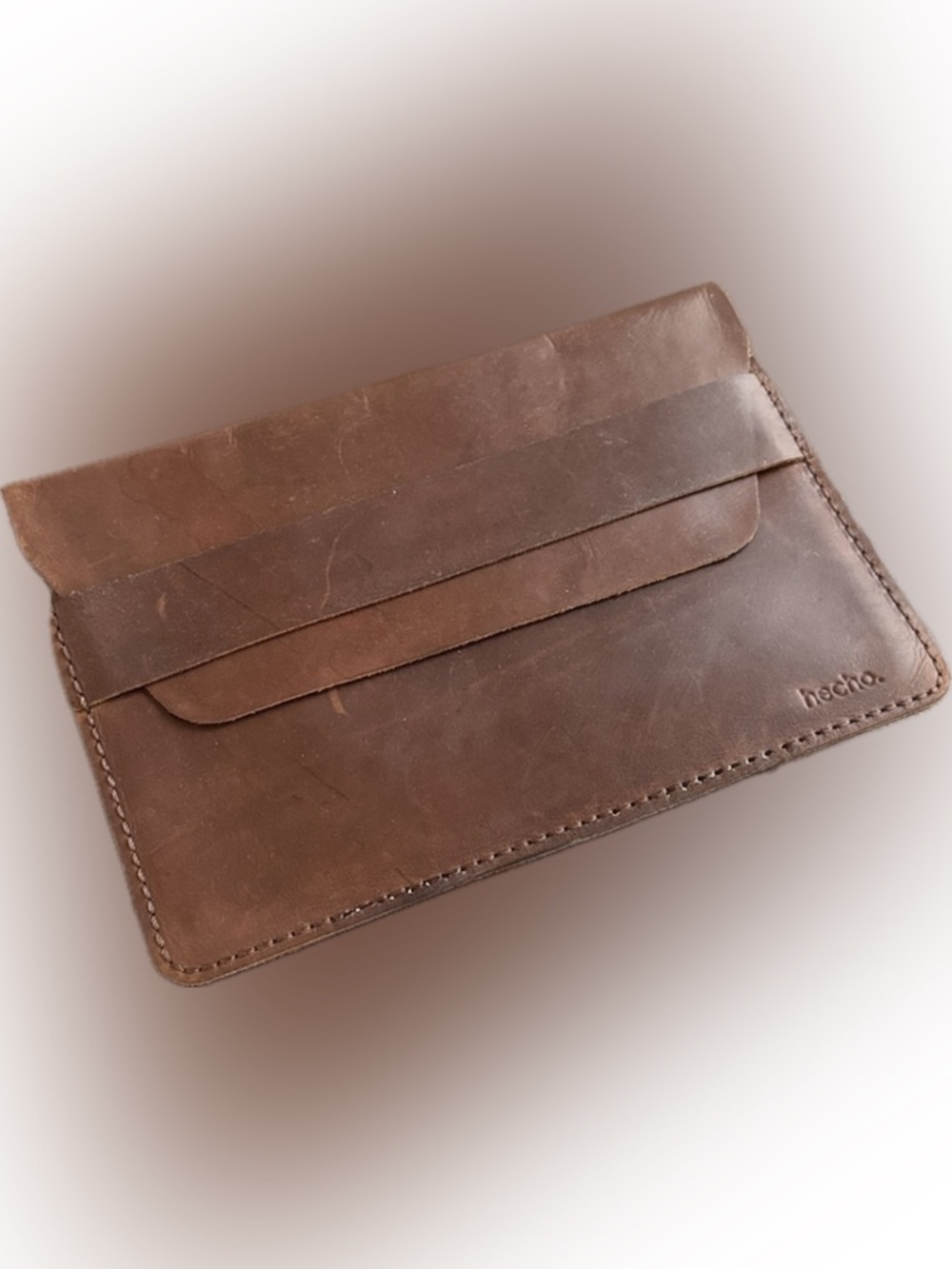 GENUINE LEATHER hecho. Fernando Handmade Artisan Sleeve Case Insert Brown Cover